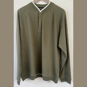 NWT Mens L Olive Button Top Pullover